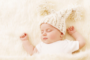 Baby Sleeping, Newborn Kid Asleep in Hat, New Born Sleep