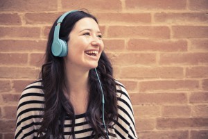 Woman with headphones on